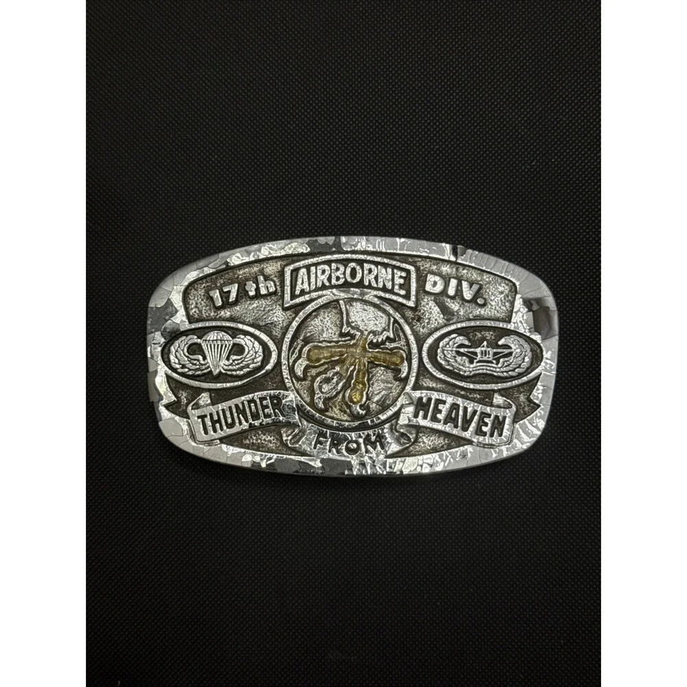 Vintage 1978 Robert Baldwin Co 17th Airborne Div Belt Buckle Thunder Heaven